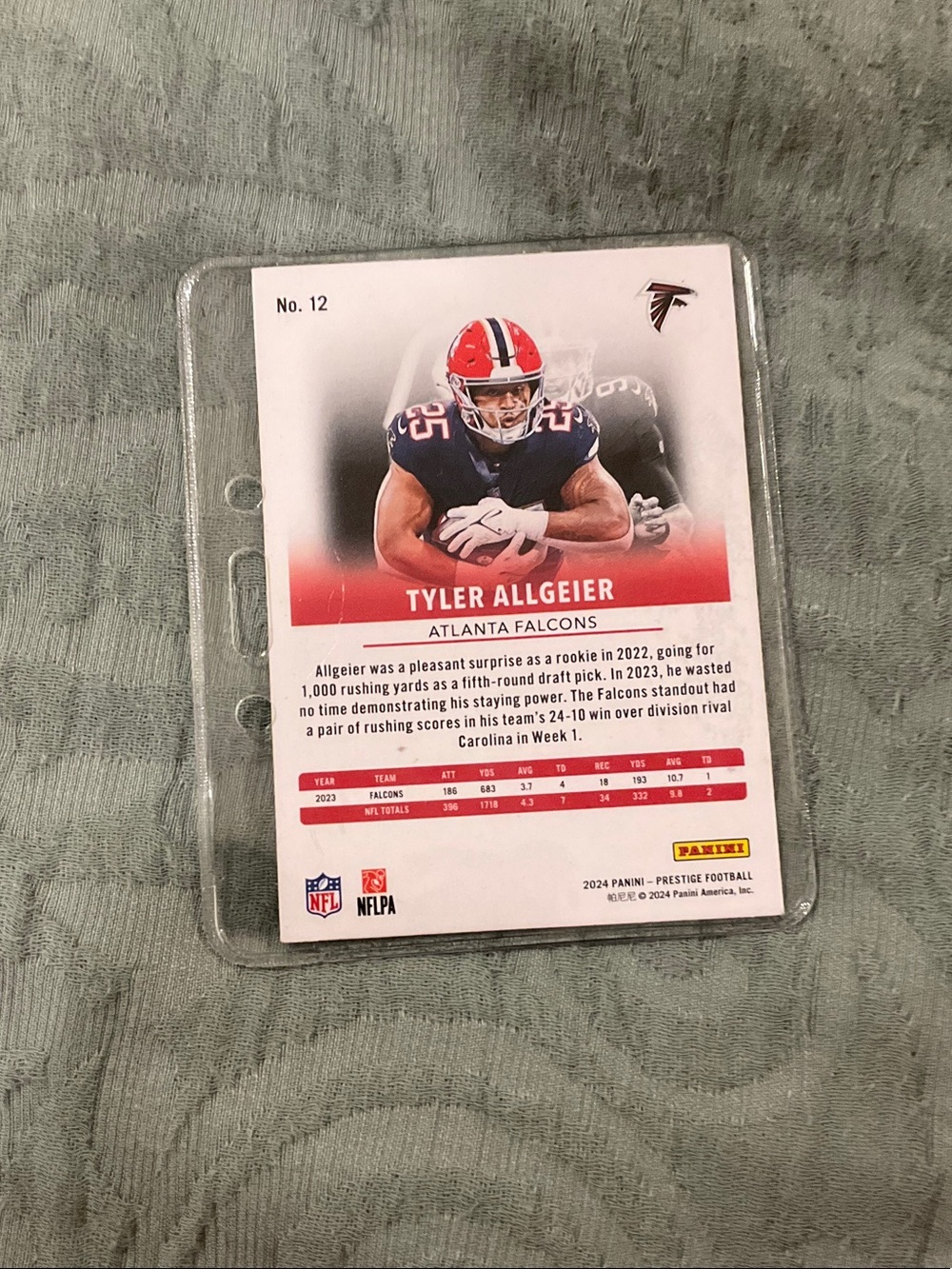 Tyler Allgeier Atlanta Falcons Football Card - Red Accent